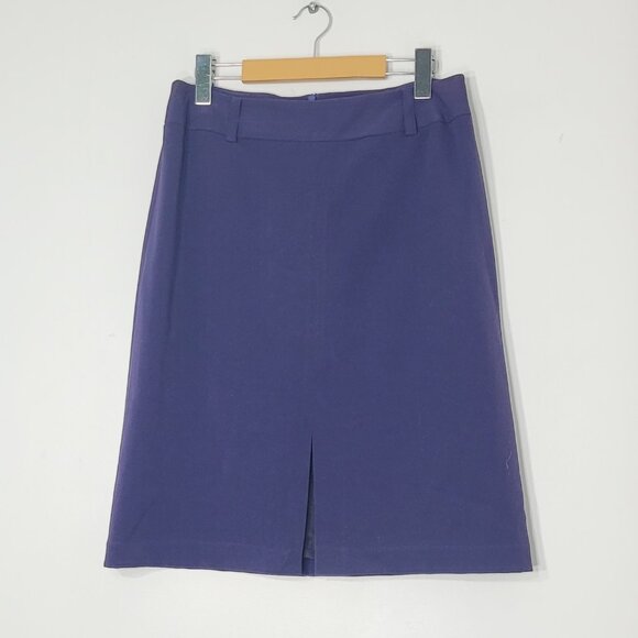 Vintage Women's Purple Back Zipper Front Slit Casual A-Line Business Skirt 8 - Picture 1 of 11